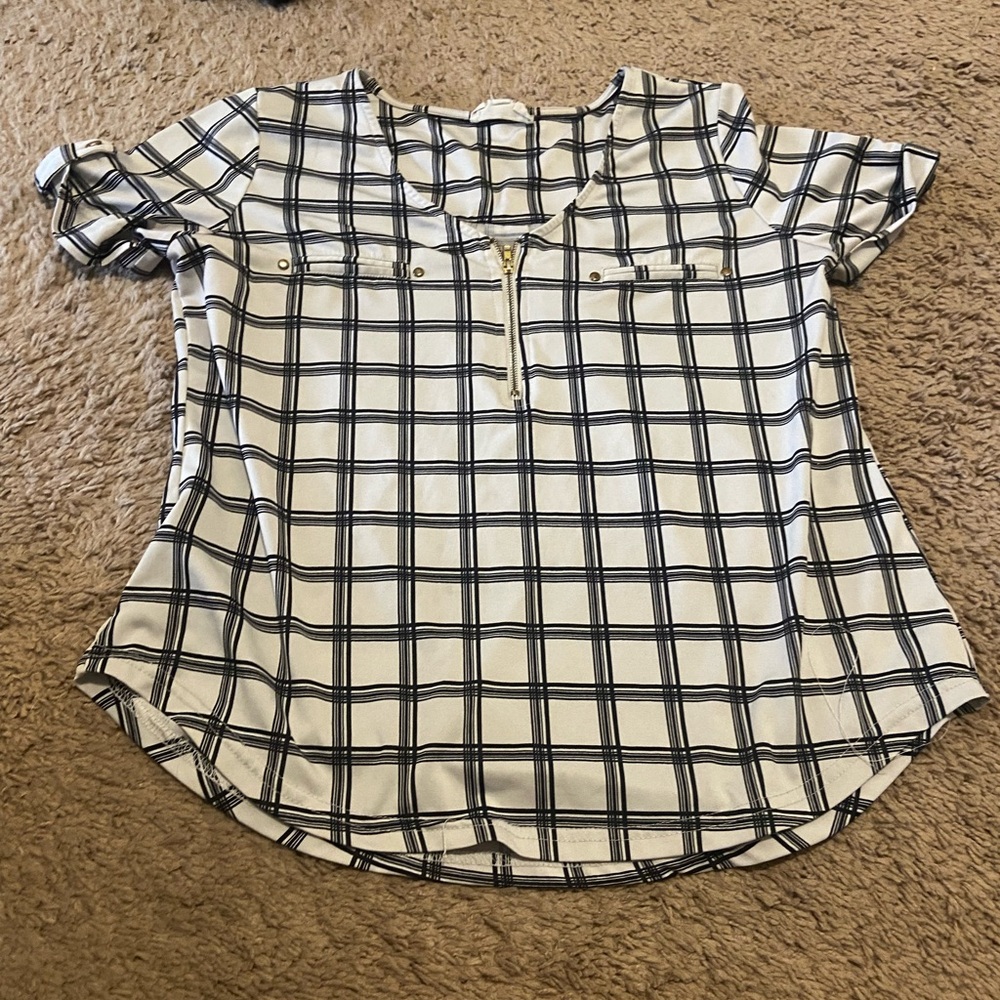 Plaid Women's Top - Black and White